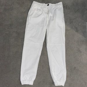 White cargo joggers